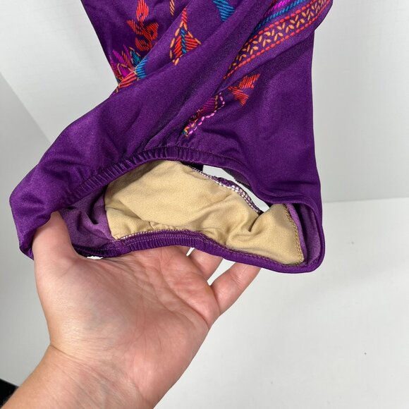 Sirena Deep Purple Paisley Patterned Halter Adjustable One piece swimsuit Sz. 12 - Picture 4 of 9